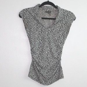 Vince Camuto Black & White V-Neck S/L Top XS